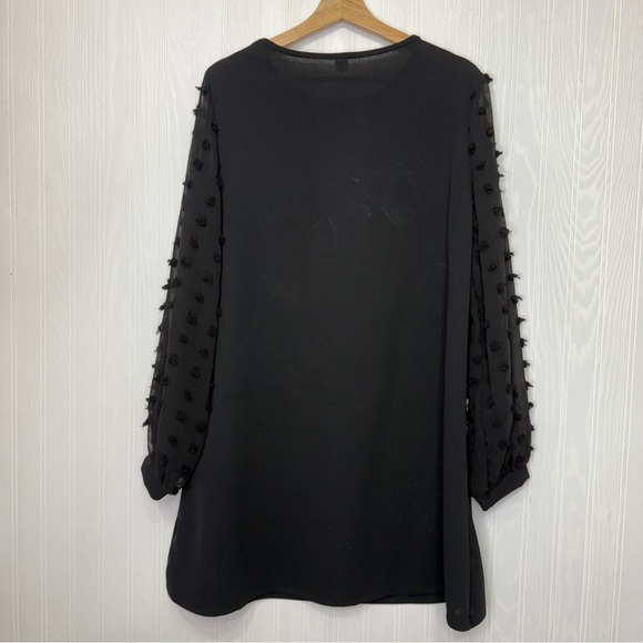 Black A-line midi dress with sheer mesh long sleeves size XL - Picture 6 of 10